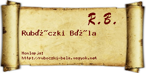 Rubóczki Béla névjegykártya